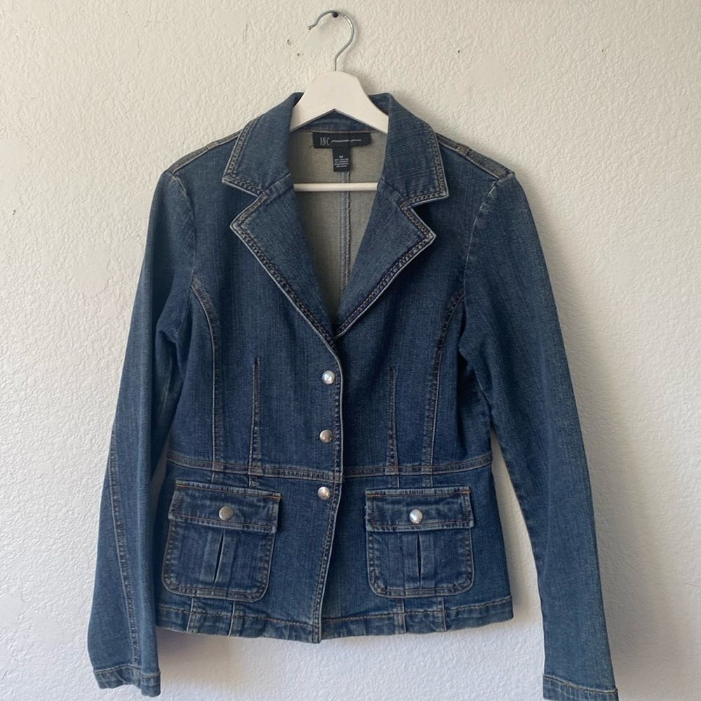 INC International Concepts Denim Blazer Jacket Size Medium